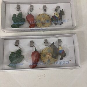 Harry And David Tablecloth Weights Mexico Southwest Fiesta Theme With Box 2 Sets